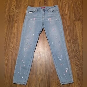 GUESS Los Angeles Starlet Skinny Jeans Paint Splatter Light Wash Size 31 (31x28)